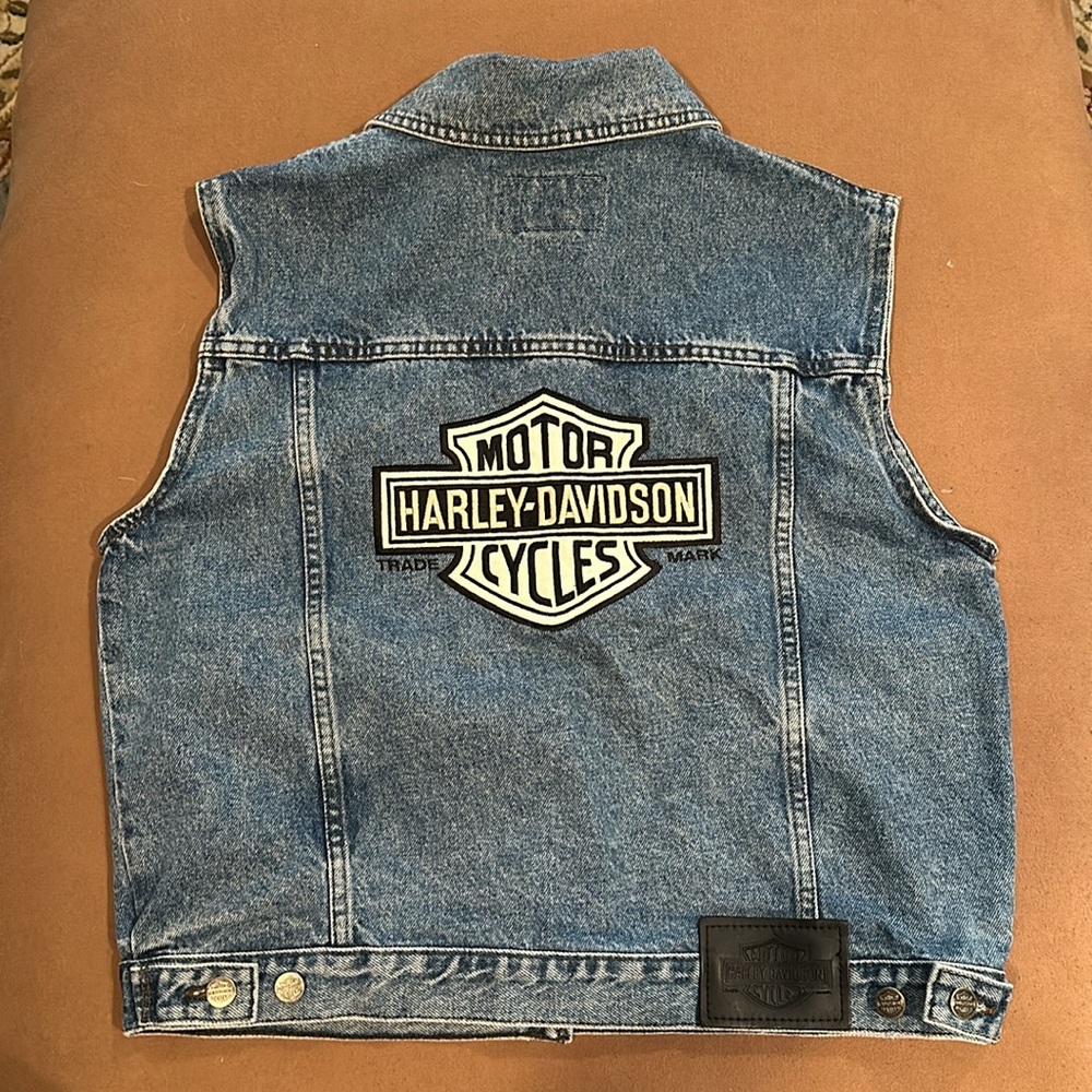 Harley-Davidson Blue Denim Vest Size Large